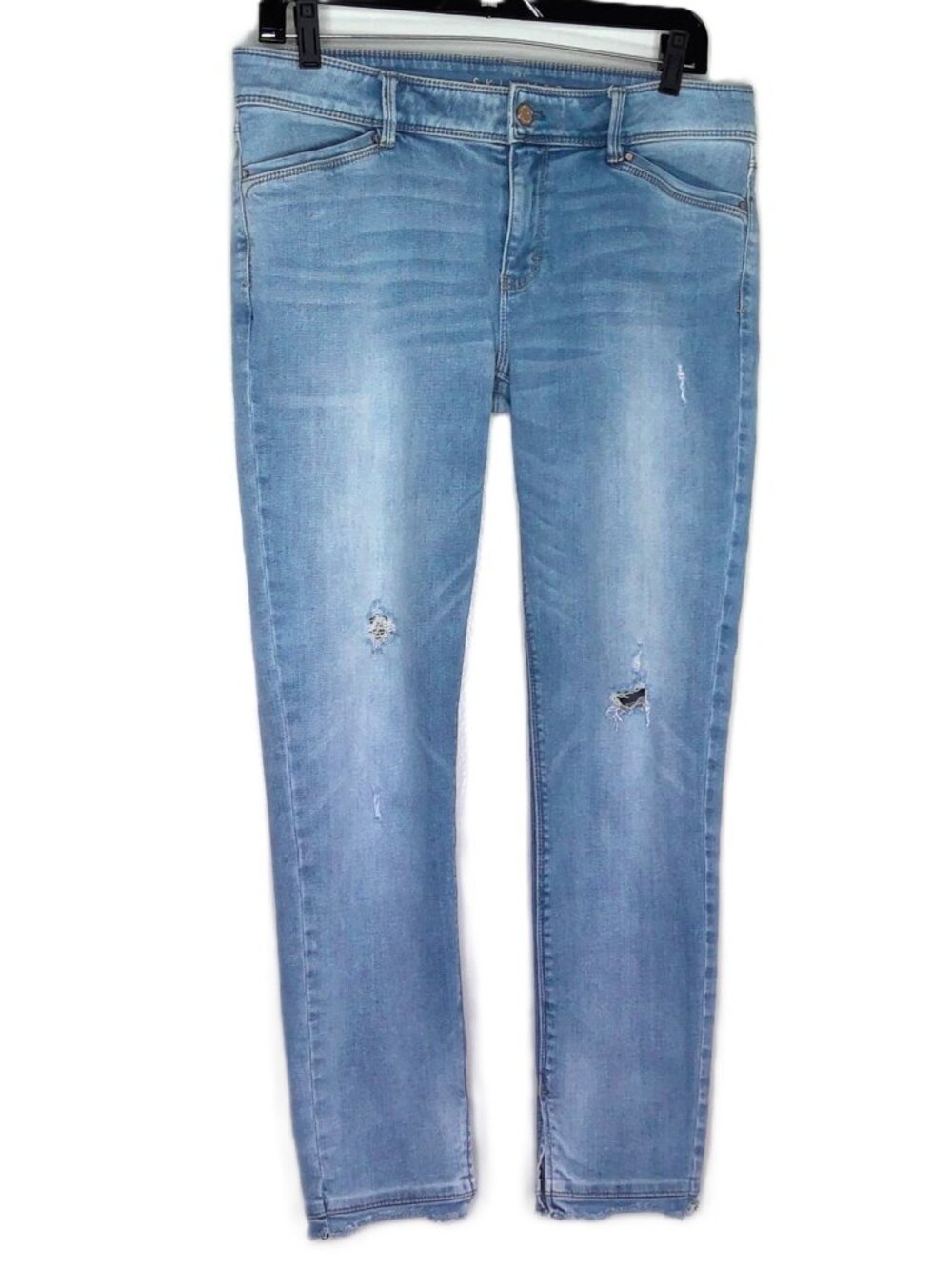 White House Black Market Blue Jeans The Skimmer Distressed Skinny Ankle Slit 8